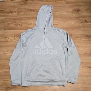 Adidas Sweater Medium Adult Gray Hoodie Pullover Spell Out Logo Mens